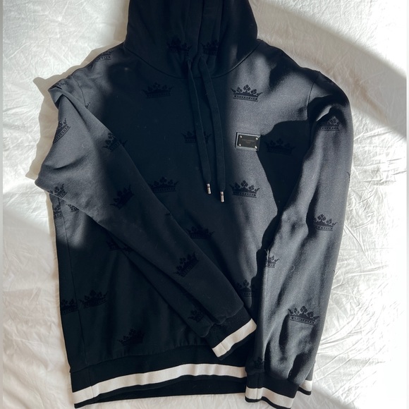 DOLCE&Gabbana Cotton & Velvet Drawstring Hoodie Men’s XL - Picture 1 of 1